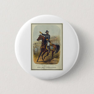 Badge Rond 5 Cm Ulysses S. Grant Sur Le Cheval