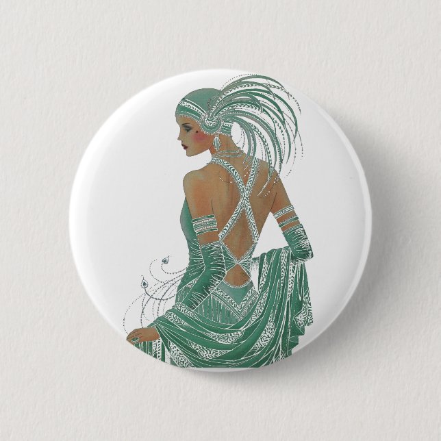 Badge Rond 5 Cm Un aperçu de l'élégance : Green Backless Dress Des (Devant)