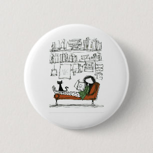 Badge Rond 5 Cm Un après-midi de lecture calme Amateur de livres