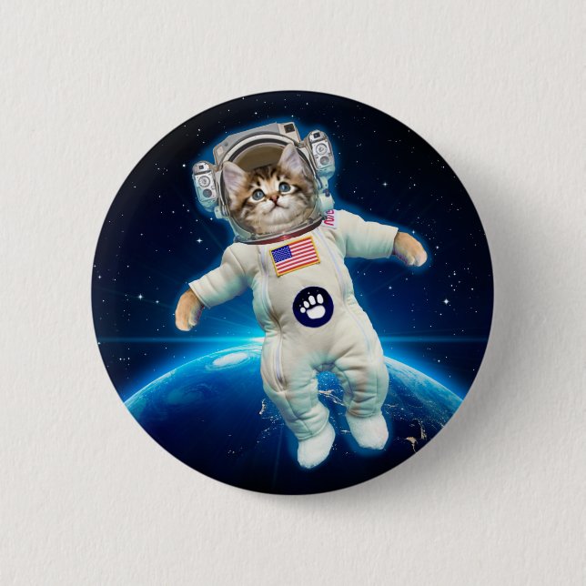 Badge Rond 5 Cm Un astronaute de chat dans l'espace (Devant)