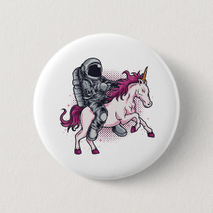 Badge Rond 5 Cm Un astronaute sur un Casquette de T-shirt Unicorn