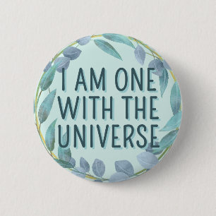 Badge Rond 5 Cm Un Avec L'univers Affirmation Botanique Bleue