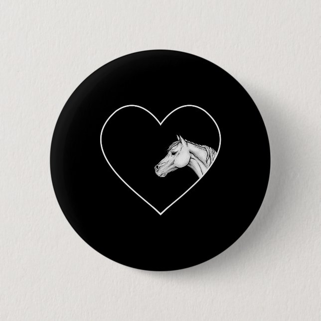 Badge Rond 5 Cm Un Beau Cheval Blanc Pour L'Équitation Filles Coeu (Devant)