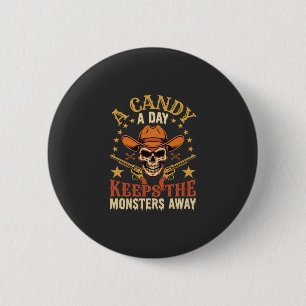Badge Rond 5 Cm Un bonbon par jour éloigne les monstres d'Hallowee