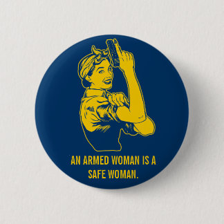 Badge Rond 5 Cm Un bouton armé de femme