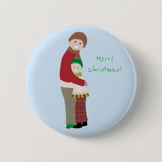 Badge Rond 5 Cm Un bouton de câlin de Noël (Devant)