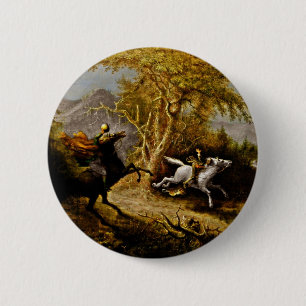 Badge Rond 5 Cm Un cavalier sans tête poursuivant la grue Ichabod