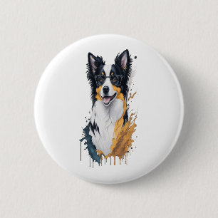 Badge Rond 5 Cm Un chien mignon Bordure Collie [RB#10009]