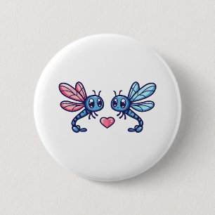 Badge Rond 5 Cm Un couple de libellules amoureux de l'animal Saint