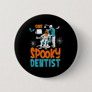 Badge Rond 5 Cm Un Dentiste Éffrayant Craindre Dental Halloween Sq