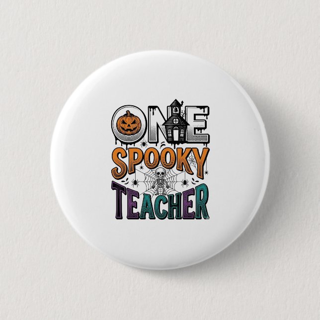 Badge Rond 5 Cm Un design vectoriel Halloween d'un professeur effr (Devant)