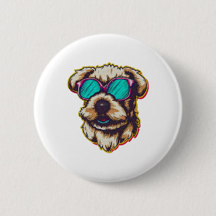 BADGE ROND 5 CM UN DORABLE D O G AVEC DES LUNETTES SOLEIL