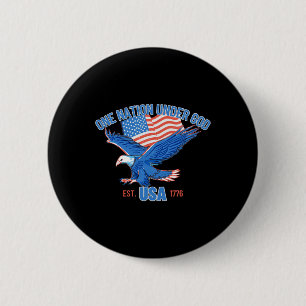 Badge Rond 5 Cm Un drapeau américain sous Dieu une nation 4 juille