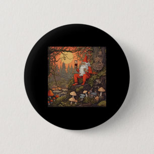 Badge Rond 5 Cm Un drôle de gnome boit du vin au coucher du soleil