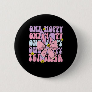 Badge Rond 5 Cm Un Enseignant Hoppy Retro Bunny Enseignant Pâques