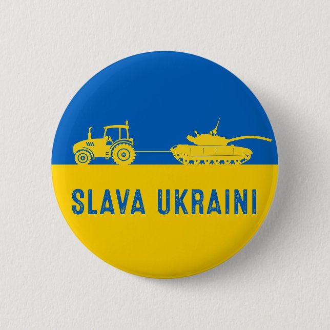 Badge Rond 5 Cm Un fermier ukrainien vole un tank russe Bu (Devant)