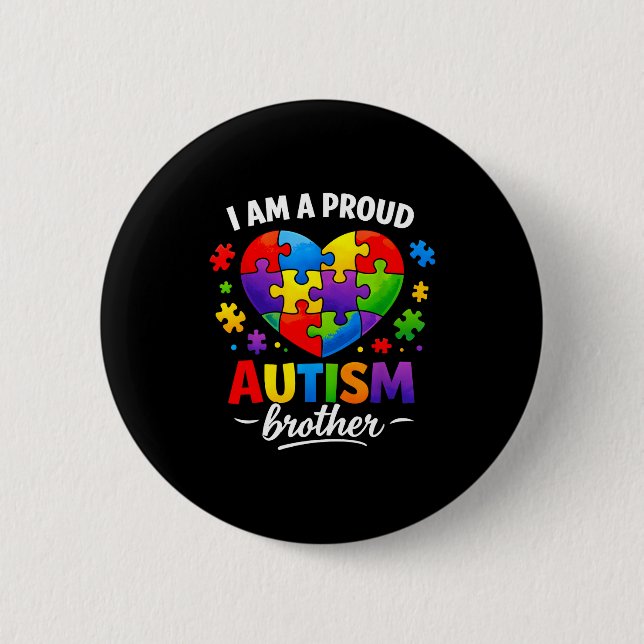 Badge Rond 5 Cm Un frère fier de l'autisme prise de conscience de  (Devant)