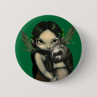 Badge Rond 5 Cm "Un furet et son" bouton féerique