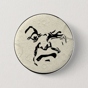 Badge Rond 5 Cm Un homme en colère sur le visage de la lune