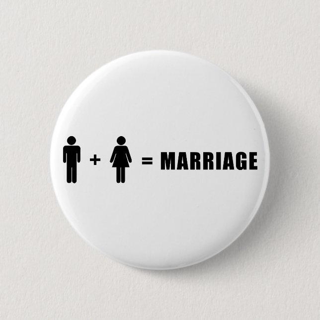 Badge Rond 5 Cm Un homme plus une femme équivaut au mariage (Devant)
