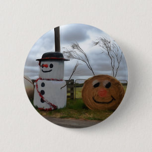 Badge Rond 5 Cm Un insigne de Noël dans une ferme