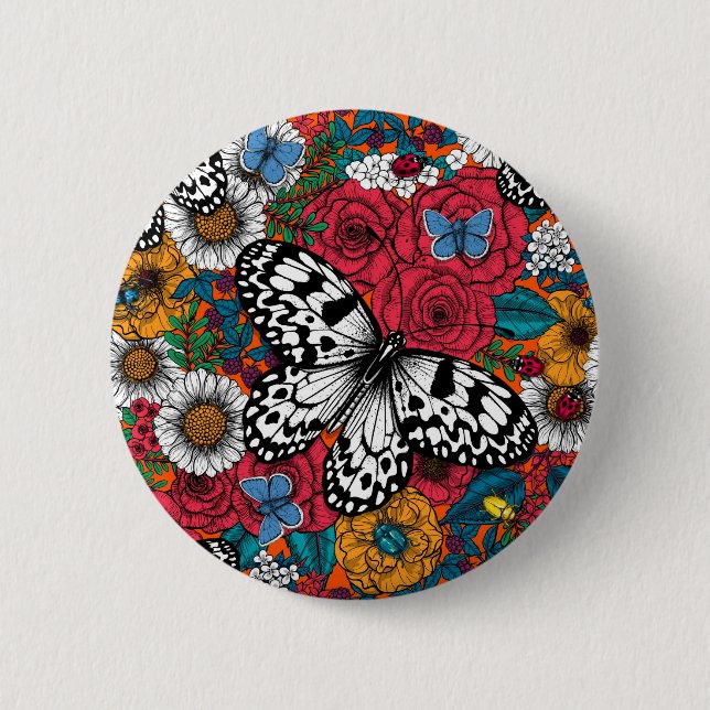 Badge Rond 5 Cm Un jardin coloré (Devant)