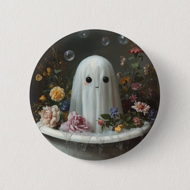 Badge Rond 5 Cm Un joli fantôme d'Halloween (Devant)