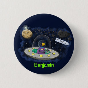 Badge Rond 5 Cm Un joli poisson heureux dans l'espace dessin animé