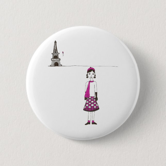Badge Rond 5 Cm Un jour à Paris France (Devant)