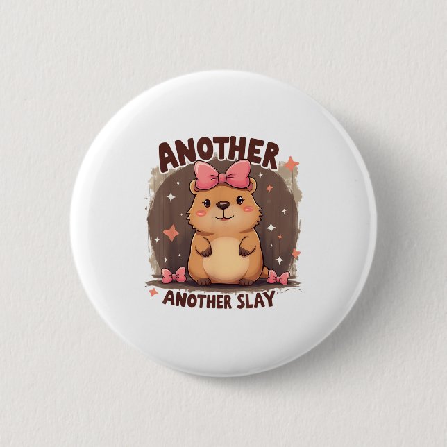 Badge Rond 5 Cm Un Jour De Plus Cute Capybara Lover Rose (Devant)