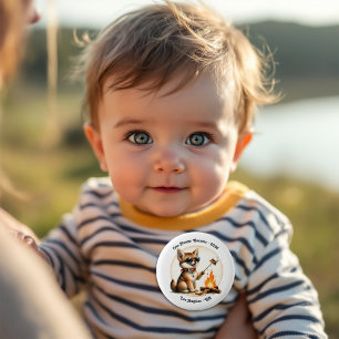 Badge Rond 5 Cm Un Joyeux Camper Coyote Camping 1er anniversaire
