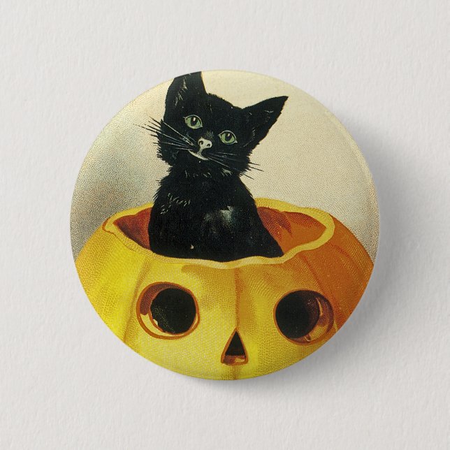 Badge Rond 5 Cm Un joyeux Haloween Kitten (Devant)