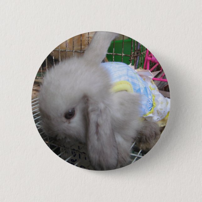 Badge Rond 5 Cm Un lapin en robe (Devant)
