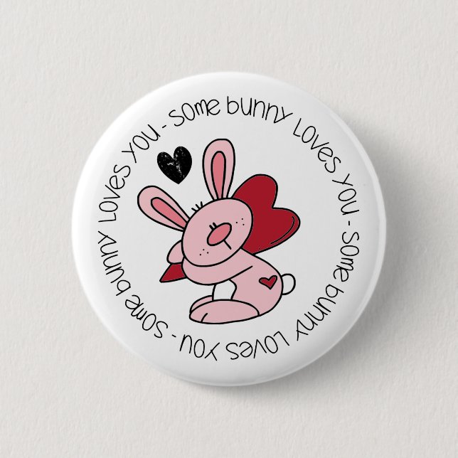 Badge Rond 5 Cm Un Lapin T'Aime (Devant)
