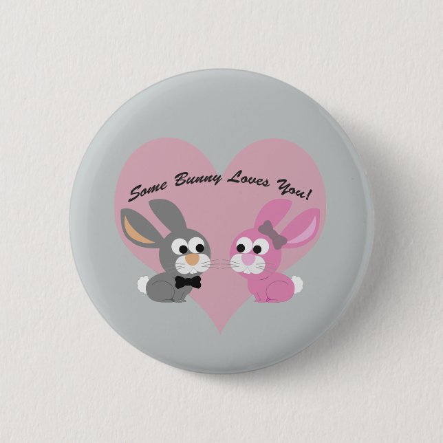 Badge Rond 5 Cm Un lapin T'Aime ! (Devant)