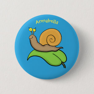 Badge Rond 5 Cm Un mignon escargot heureux sur une illustration d'