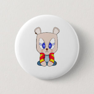 Badge Rond 5 Cm Un ours mignon et élégant avec un perçage d'oreill