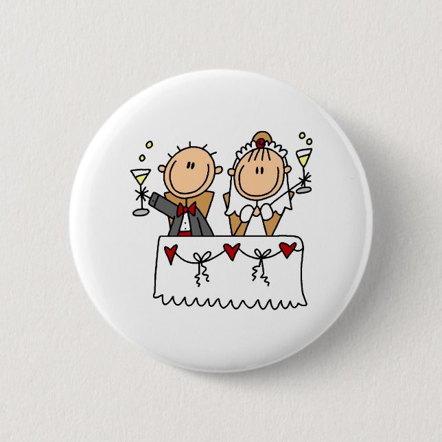 Badge Rond 5 Cm Un pain grillé au bouton de jeunes mariés (Devant)