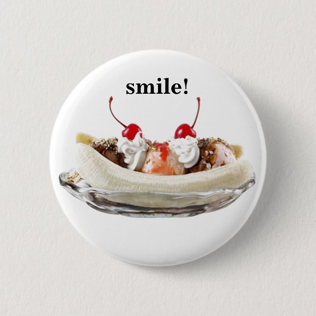 Badge Rond 5 Cm Un parfait de banana split sur a (Devant)