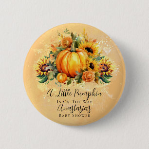 Badge Rond 5 Cm Un Petit Citrouille   Baby shower d'automne des to