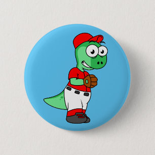 Badge Rond 5 Cm Un Pitcher De Baseball Pachycephalosaurus.
