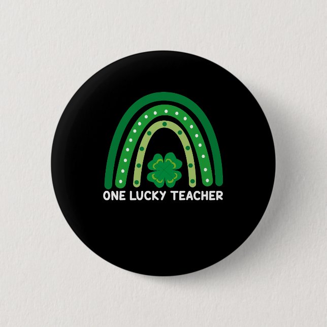 Badge Rond 5 Cm Un professeur chanceux Irish Rainbow St Patrick’s  (Devant)