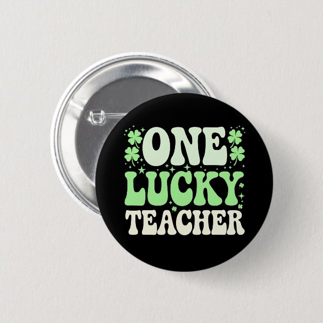 Badge Rond 5 Cm Un professeur chanceux professeur rétro groovy St- (Devant & derrière)
