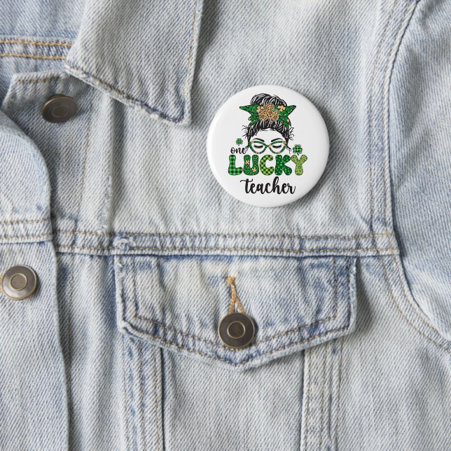 Badge Rond 5 Cm Un professeur chanceux - Saint-Patrick  (En situation)