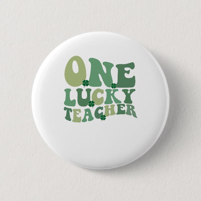 Badge Rond 5 Cm Un professeur chanceux Saint-Patrick rétro groovy (Devant)