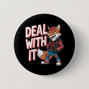 Badge Rond 5 Cm Un renard de bande dessinée dans un style punk Har