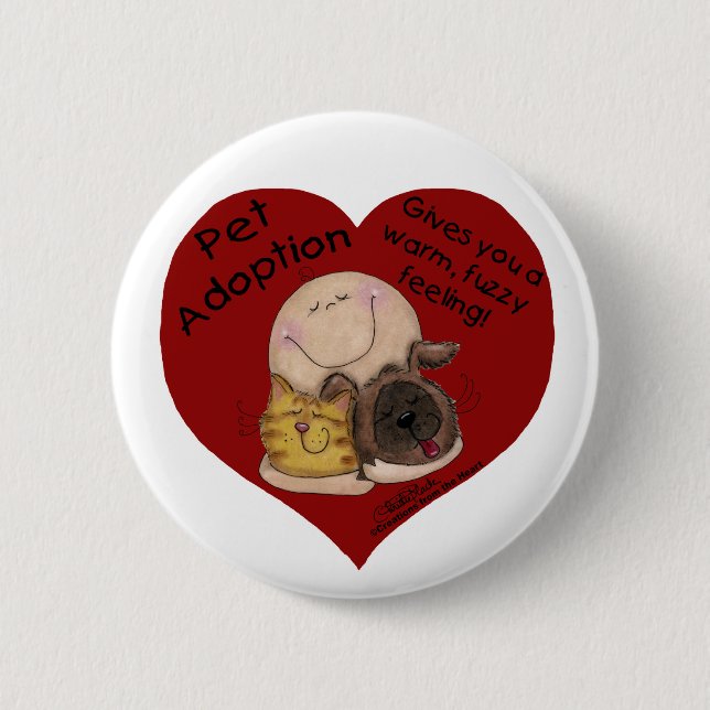 Badge Rond 5 Cm Un Sentiment Chaud Et Fou ! Cœur (Devant)