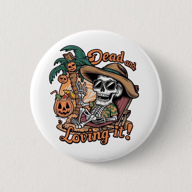 Badge Rond 5 Cm Un squelette portant des lunettes de soleil et s'a (Devant)