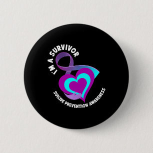 Badge Rond 5 Cm Un survivant appuie la sensibilisation à la préven