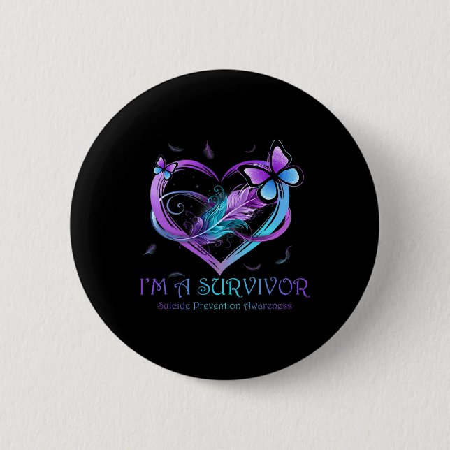 Badge Rond 5 Cm Un Survivant Beurre Coeur Prévention du suicide Aw (Devant)